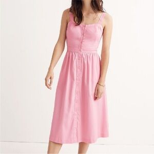 Bow & Button Pink Sleeveless Dress